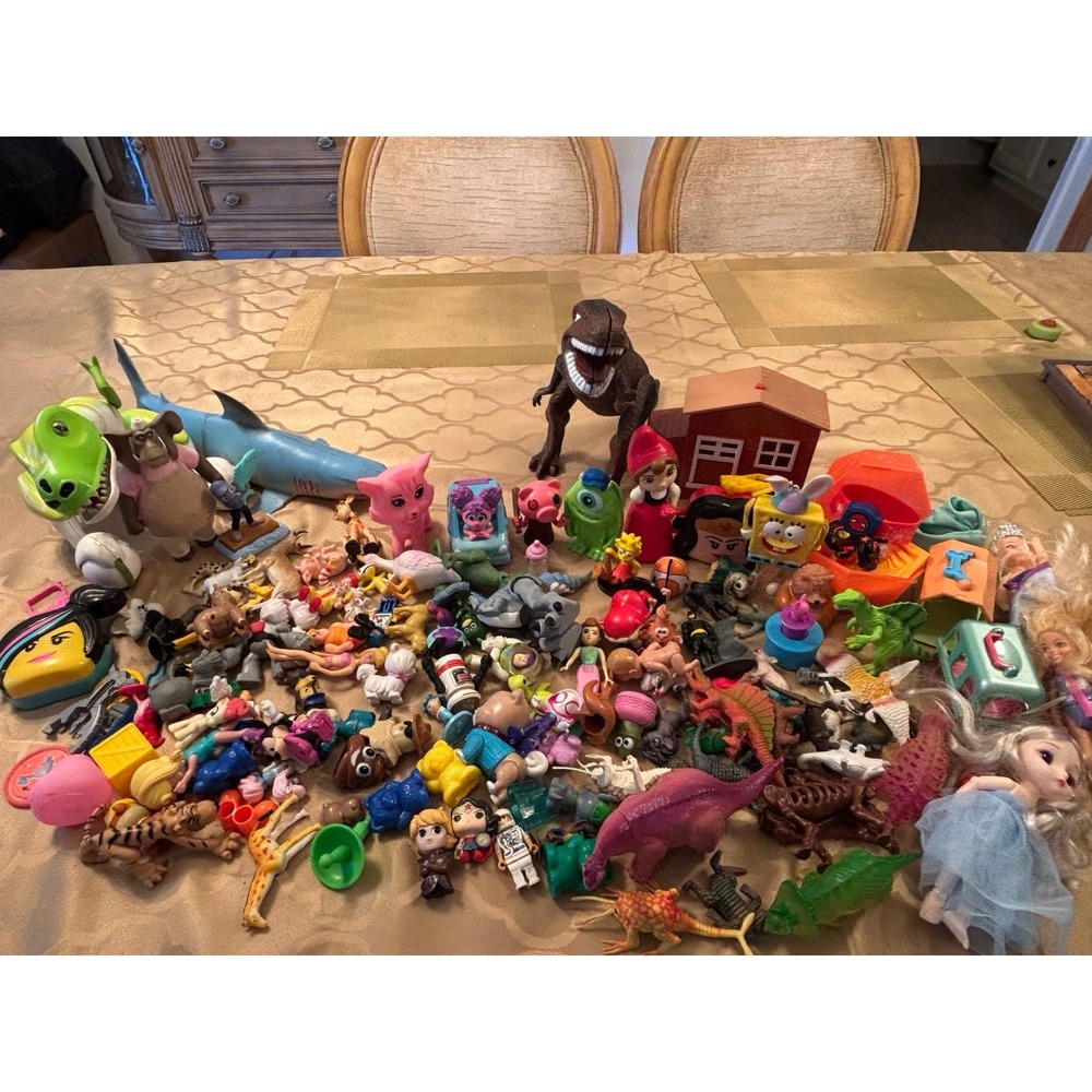 HUGE Mix Toy Figure Lot Disney Pixar Superheroes Animals Dolls Dinosaurs Marvel